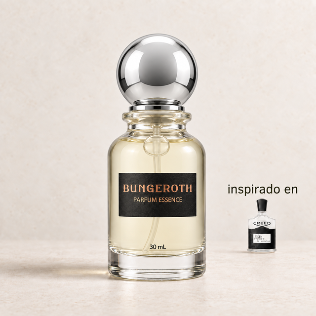 Ascenso Imperial (Inspirado en Creed Aventus – Hombre) — envase Bungeroth 30 mL sobre piedra clara