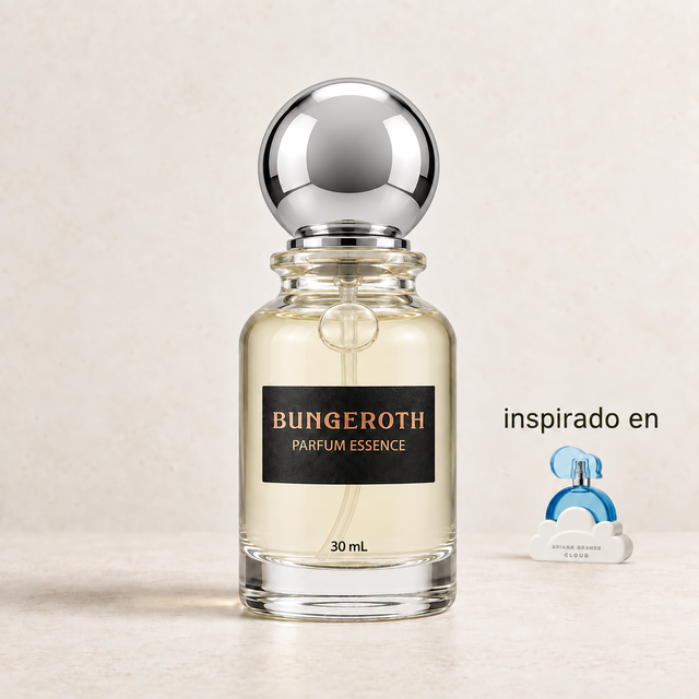 Cielo de Ensueño(Inspirado en Cloud Ariana Grande Dama) — envase Bungeroth 30 mL sobre piedra clara