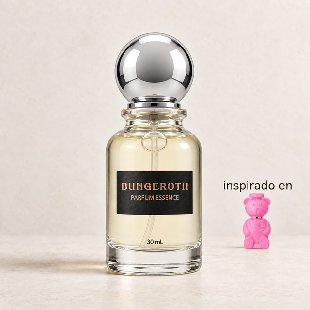 Dulce Capricho(Inspirado en Moschino Toy 2 Bubble Gum Dama) — envase Bungeroth 30 mL sobre piedra clara