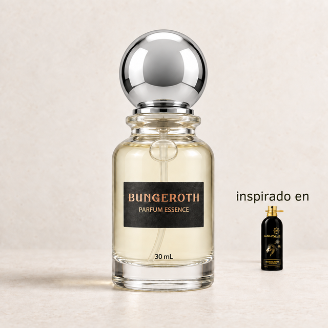 Esencia Árabe(Inspirado en Montale Arabians Tonka Unisex) — envase Bungeroth 30 mL sobre piedra clara
