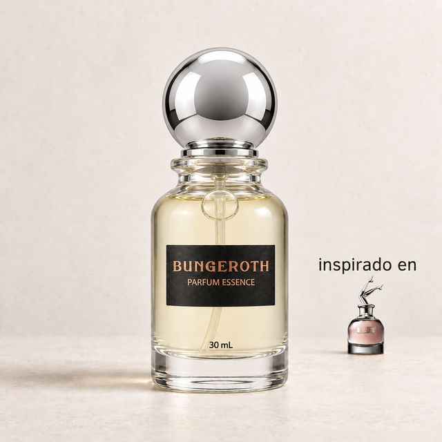 Honey Bloom(Inspirado en jean paul gaultier scandal dama) — envase Bungeroth 30 mL sobre piedra clara