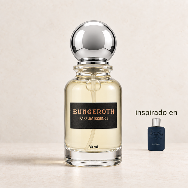 Nobleza Oculta(Inspirado en Parfums de Marly Layton Unisex) — envase Bungeroth 30 mL sobre piedra clara