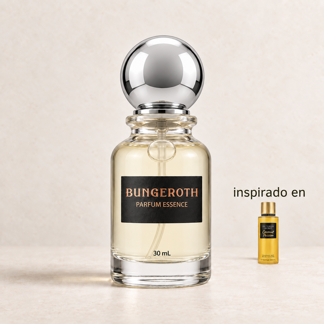 Pasión Tropical(Inspirado en Victoria Secret Coconut Passion Dama) — envase Bungeroth 30 mL sobre piedra clara