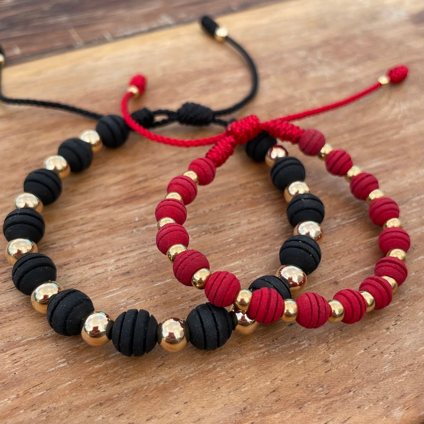 Pulseras pareja love black and red