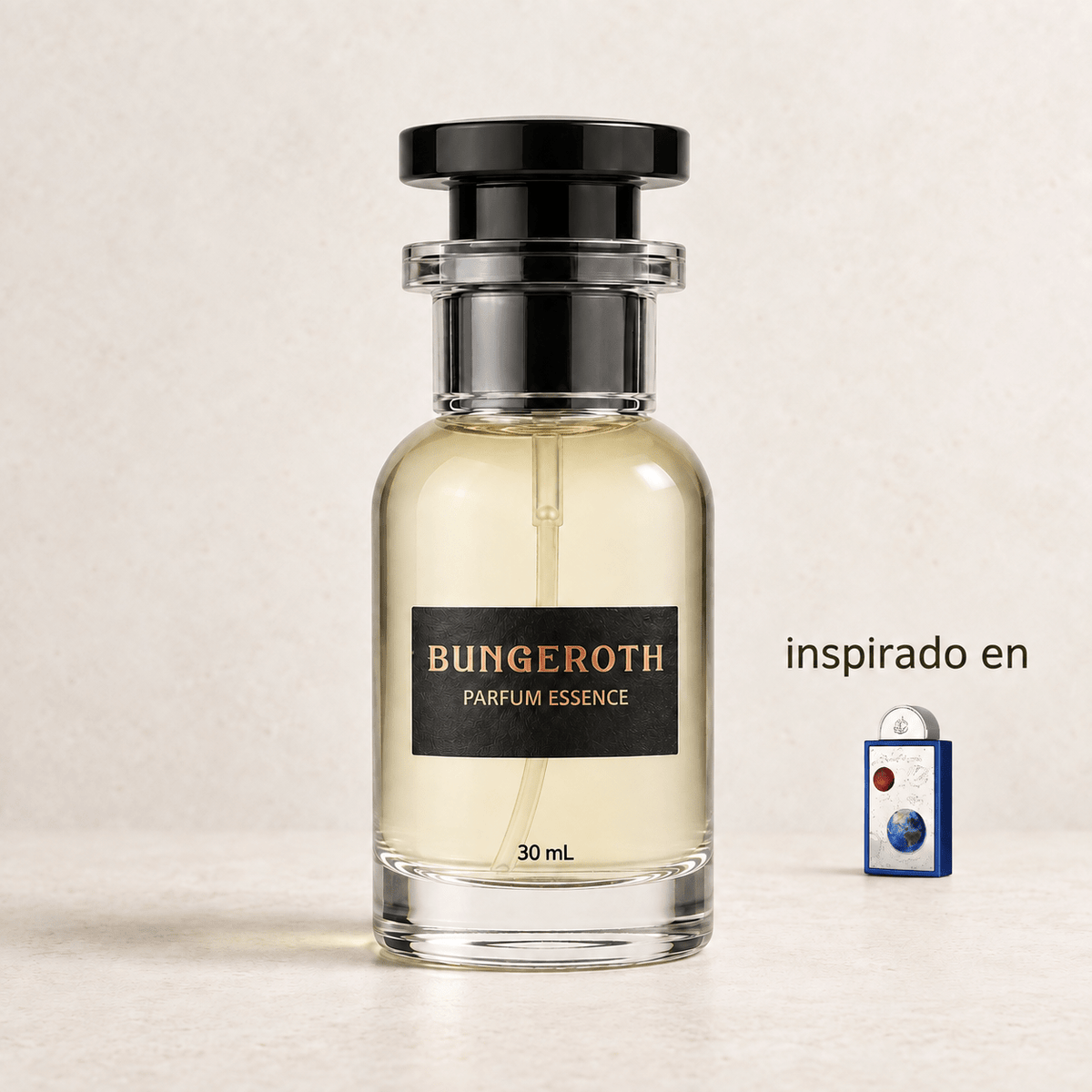 Arte Cósmico – Caballero (Inspirado en Art of Universe) — envase Bungeroth 30 mL sobre piedra clara
