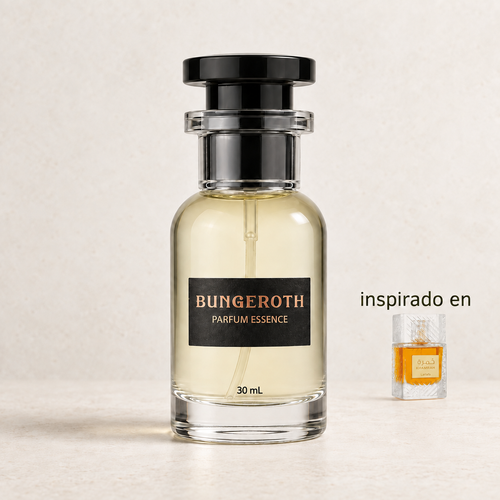 Amber Soul (Inspirado en Khamrah de Lattafa) — envase Bungeroth 30 mL sobre piedra clara