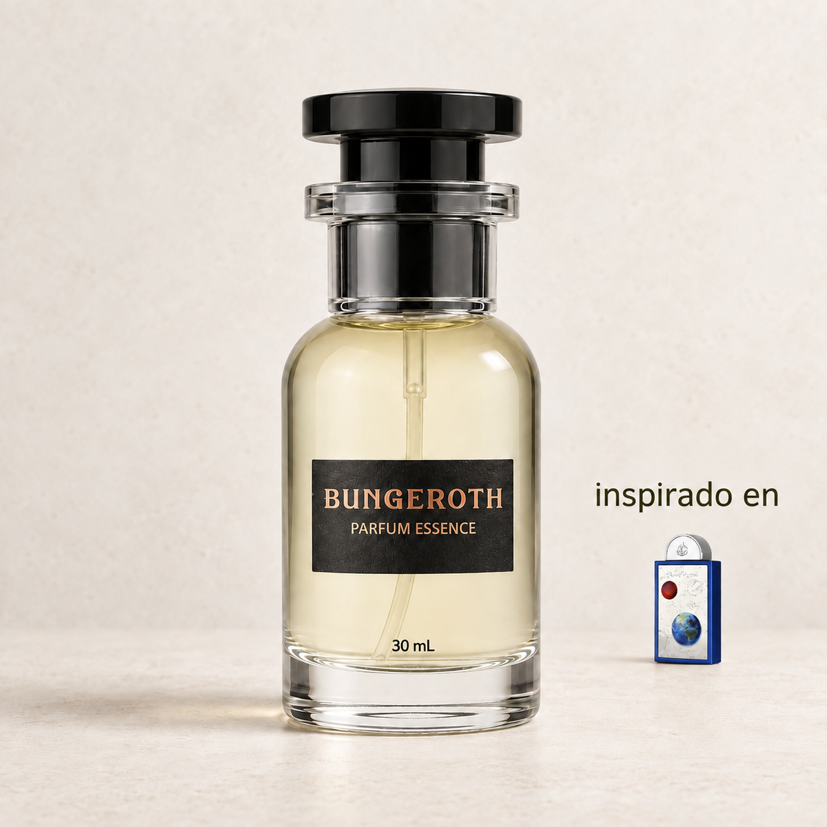 Arte Cósmico – Caballero (Inspirado en Art of Universe) — envase Bungeroth 30 mL sobre piedra clara