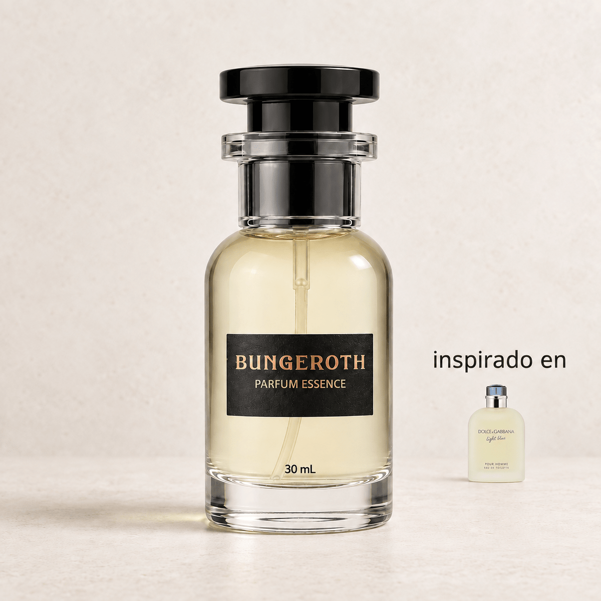 Capri Azul – Caballero (Inspirado en Light Blue Pour Homme) — envase Bungeroth 30 mL sobre piedra clara