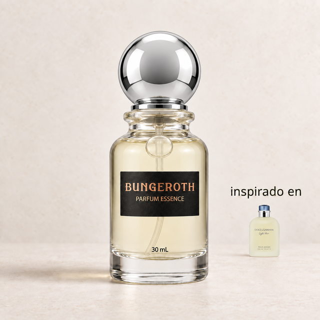 Capri Azul – Caballero (Inspirado en Light Blue Pour Homme) — envase Bungeroth 30 mL sobre piedra clara