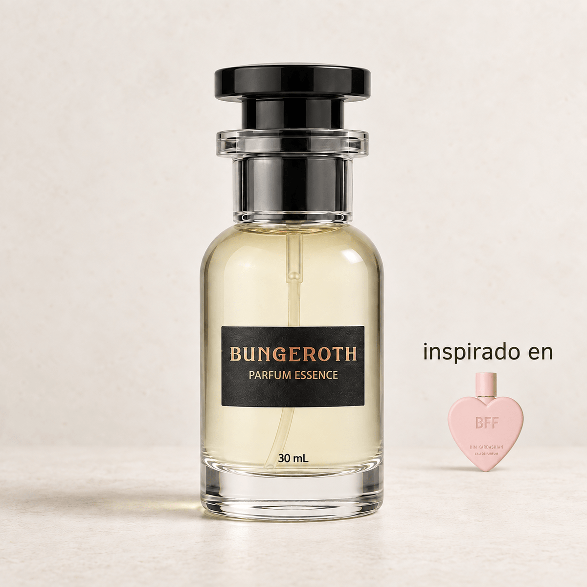 Esencia de Diva(Inspirado en Kim Kardashian BFF Dama) — envase Bungeroth 30 mL sobre piedra clara
