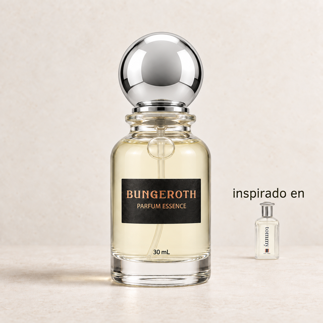 Espíritu Joven(Inspirado Tommy men) — envase Bungeroth 30 mL sobre piedra clara