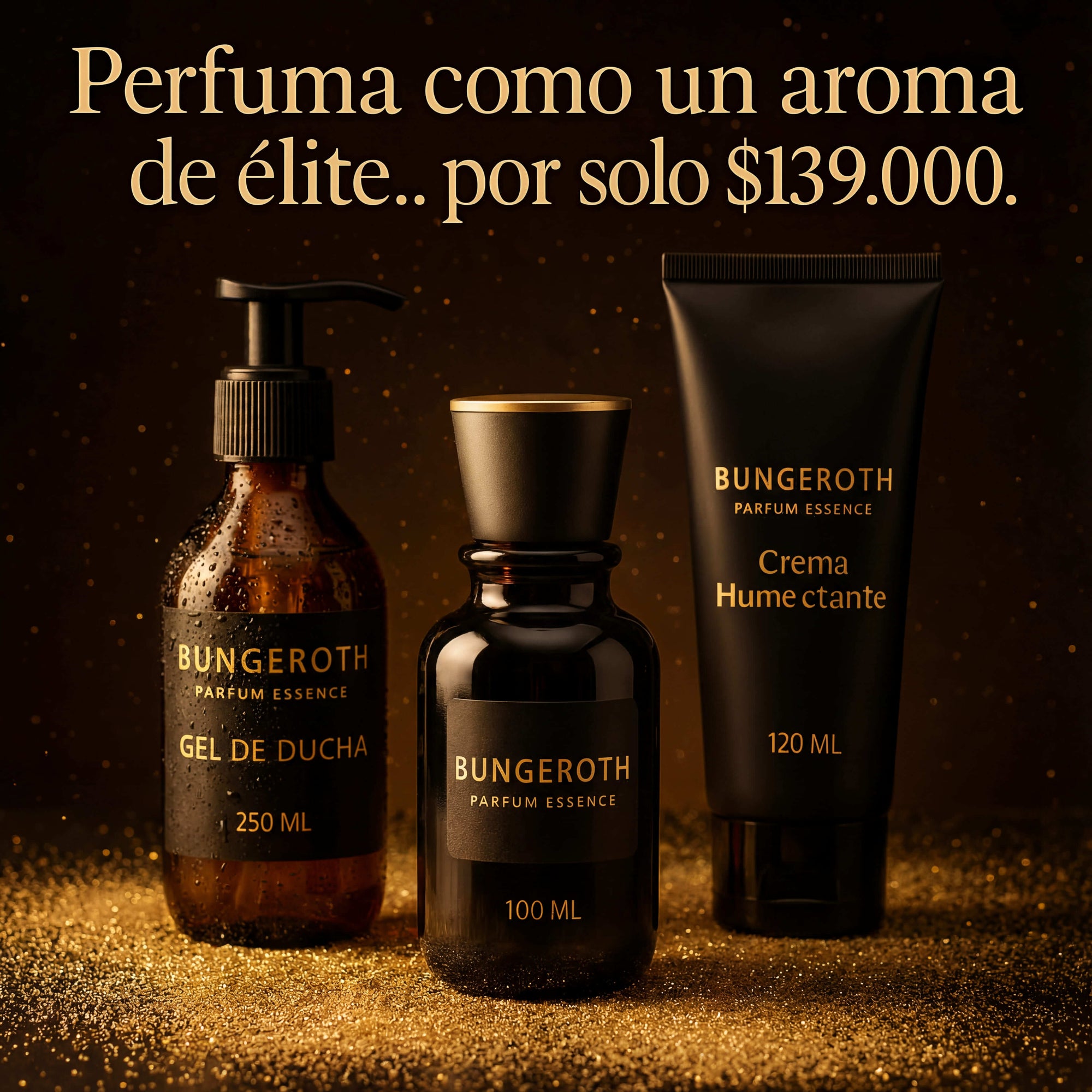 Lujo accesible: perfume, crema y gel de ducha en un solo pack.