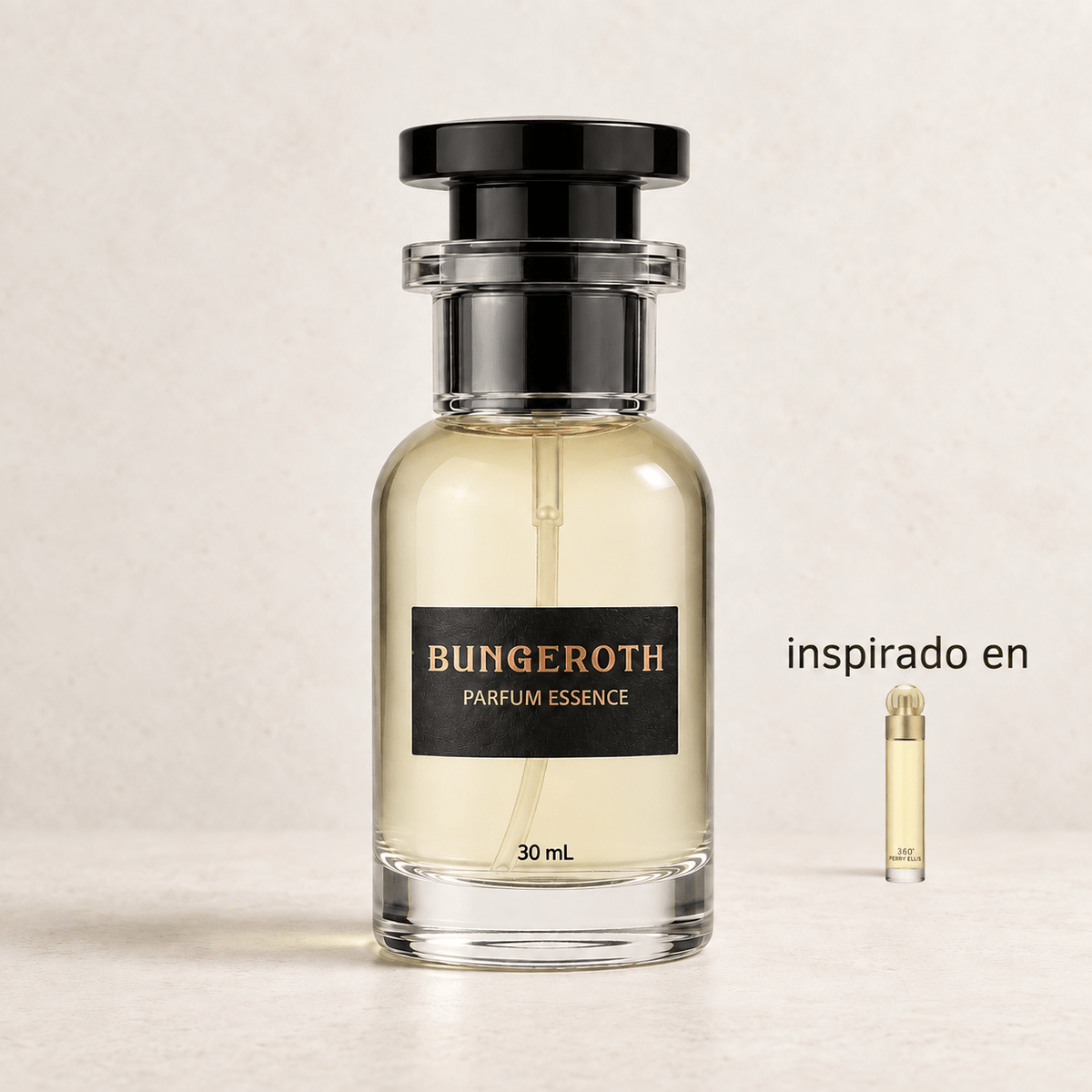 Horizonte Infinito(Inspirado en Perry Ellis 360 Dama) — envase Bungeroth 30 mL sobre piedra clara