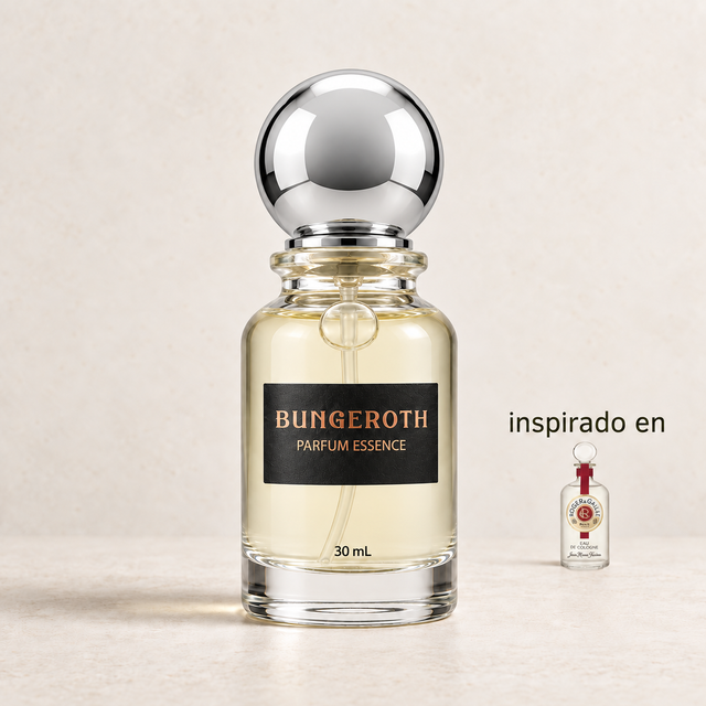 Jardín de Farina(Inspirado en Marie Farina Roger Gallet Unisex) — envase Bungeroth 30 mL sobre piedra clara