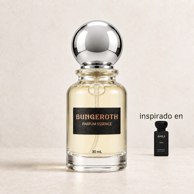 Luz de Vega(Inspirado en Ahli Vega Unisex) — envase Bungeroth 30 mL sobre piedra clara