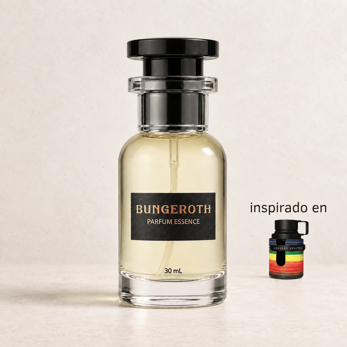 Night Pulse(Inspirado en odyssey spectra Unisex) — envase Bungeroth 30 mL sobre piedra clara