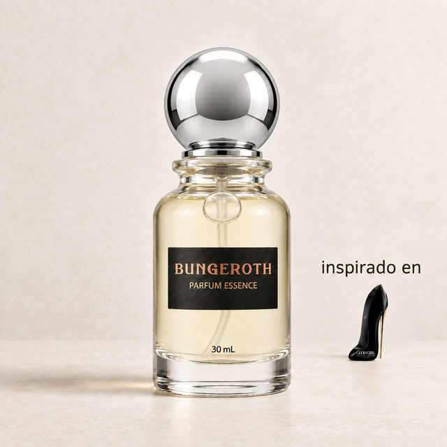 Noche de Gala(Inspirado en CH Good Girl Dama) — envase Bungeroth 30 mL sobre piedra clara