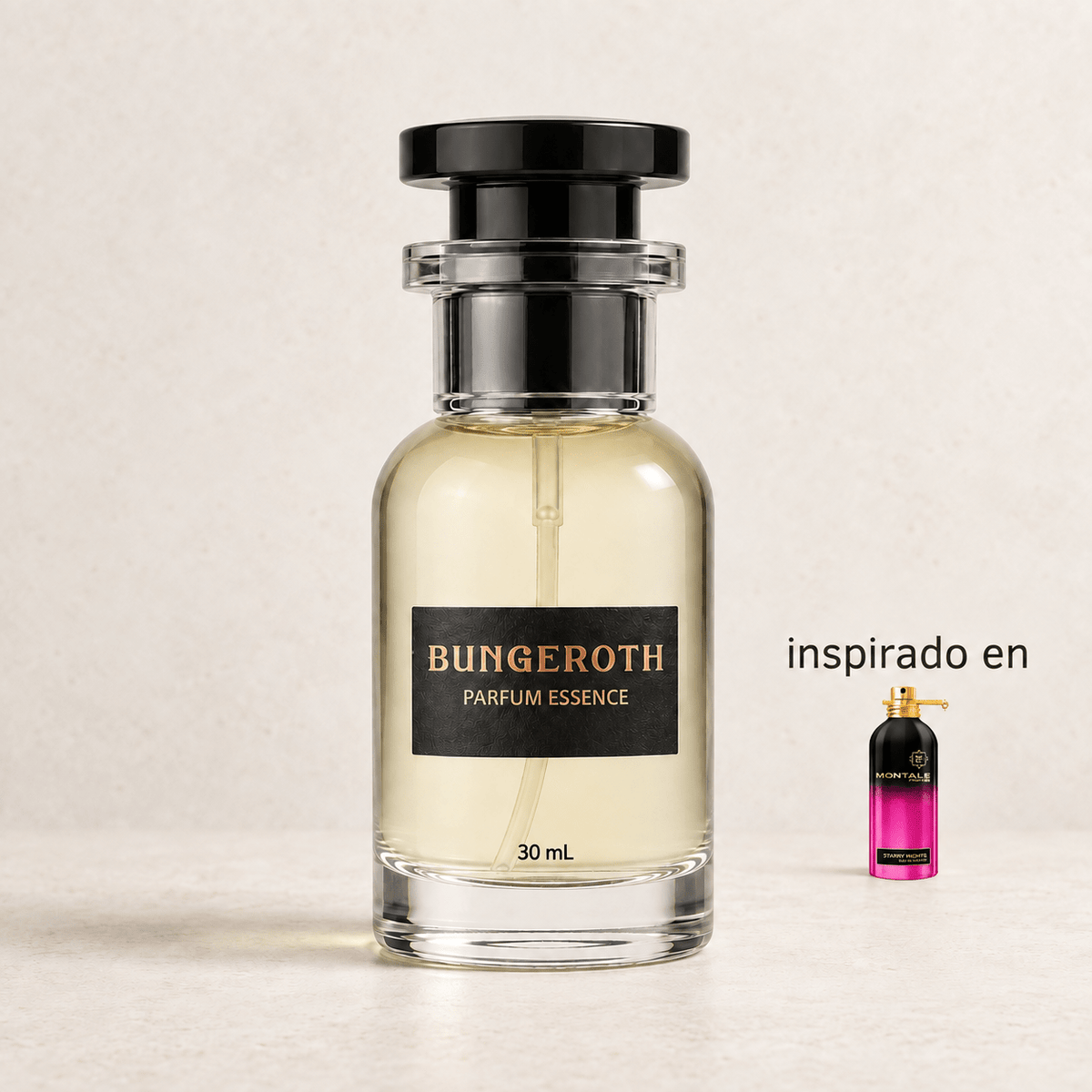 Noche Estrellada(Inspirado en Montale Starry Night Unisex) — envase Bungeroth 30 mL sobre piedra clara