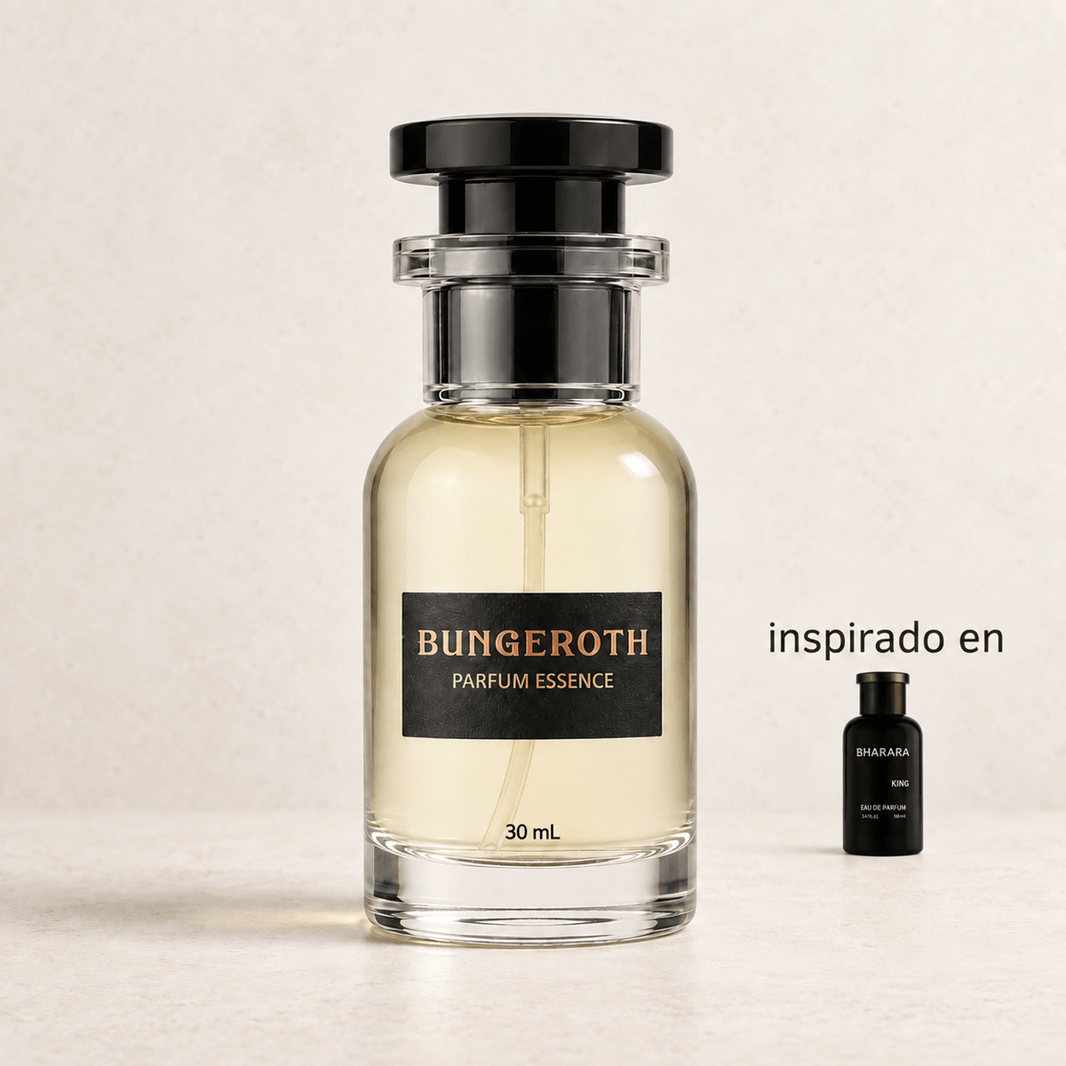 Rey del Oriente(Inspirado en Bharara King Men) — envase Bungeroth 30 mL sobre piedra clara