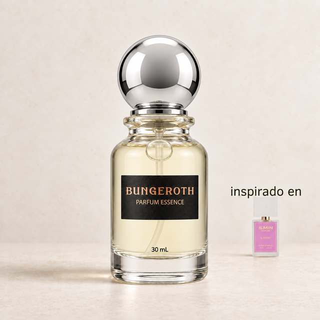 Rosas Eternas(Inspirado en Ilmin Il Roso Unisex) — envase Bungeroth 30 mL sobre piedra clara