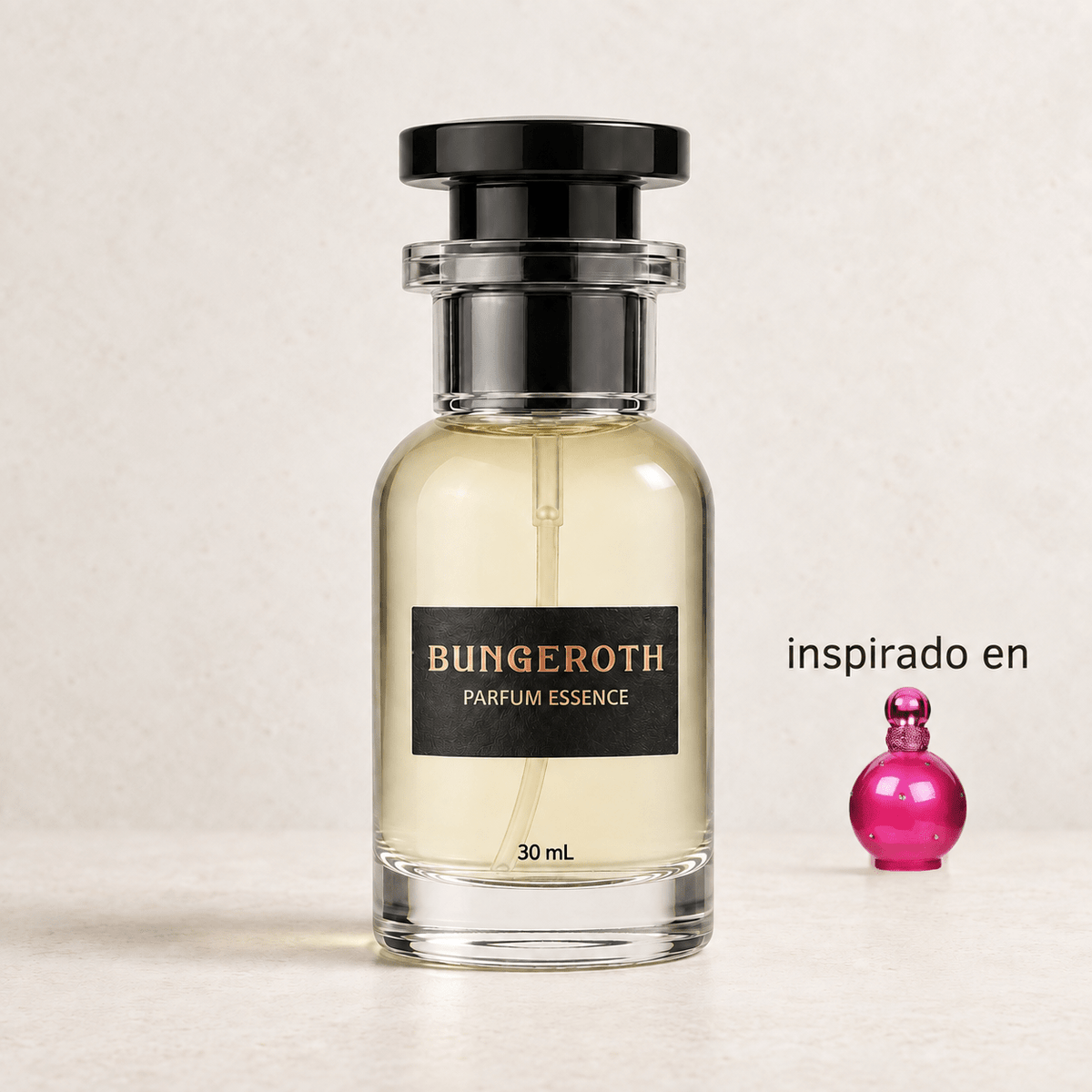 Sueño Encantado(Inspirado en Fantasy Dama) — envase Bungeroth 30 mL sobre piedra clara