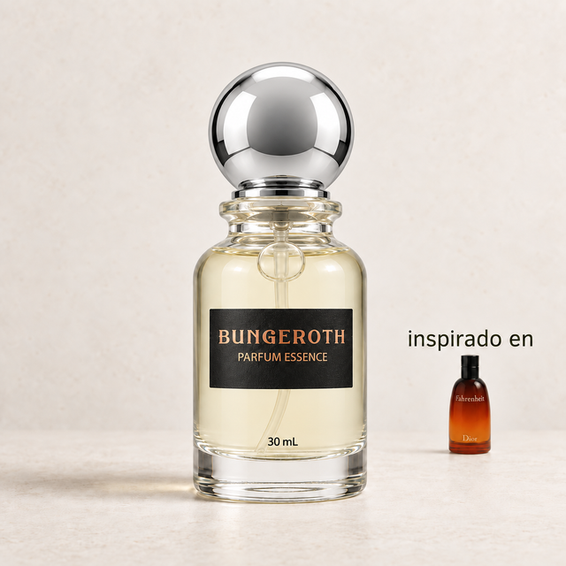 Termal Ardiente(Inspirado en Christian Dior Fahrenheit Men) — envase Bungeroth 30 mL sobre piedra clara