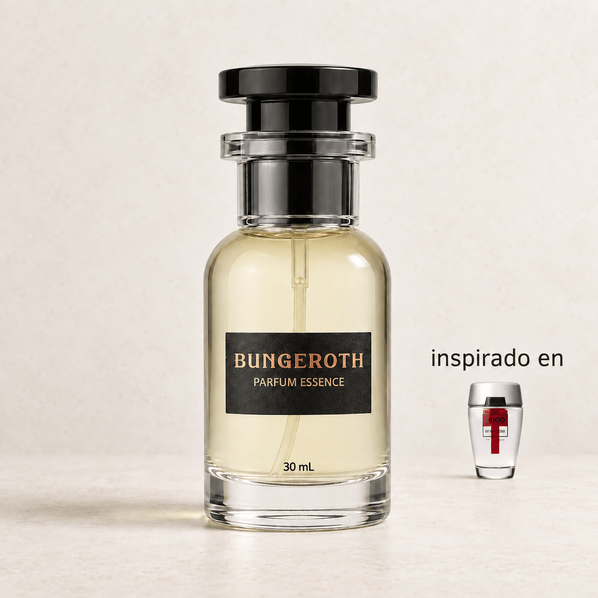 Urban Pulse (Inspirado en Hugo Boss Energise men) — envase Bungeroth 30 mL sobre piedra clara