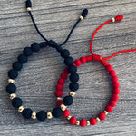 Pulseras pareja (Negra caballero + Roja dama