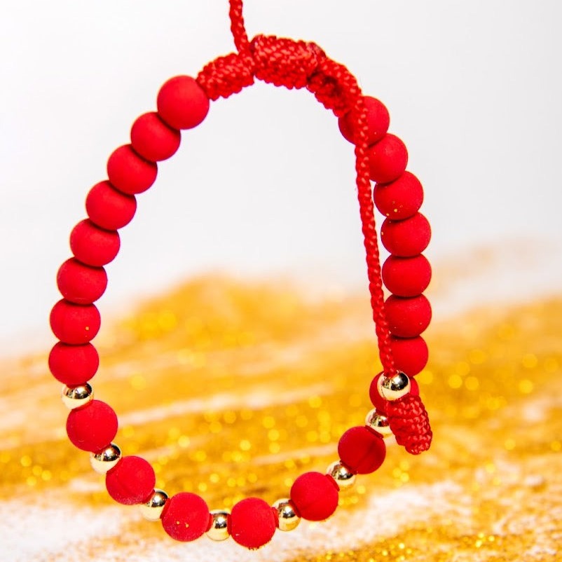 Pulseras set golden black+red