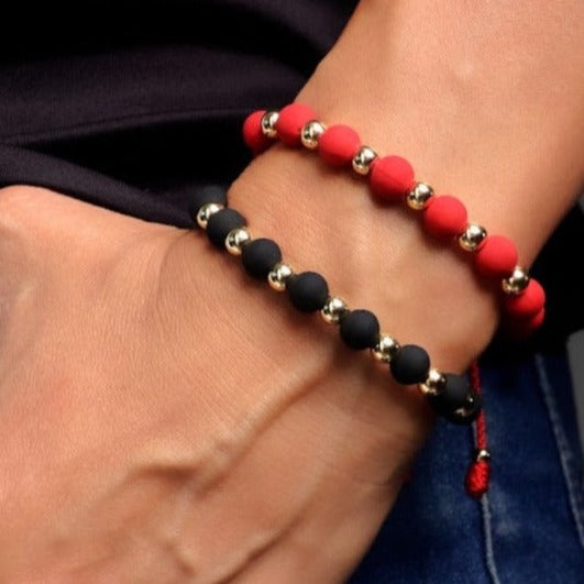 Pulseras set golden black+red