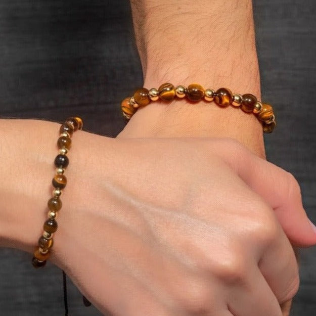 Pulseras pareja golden ojo de tigre