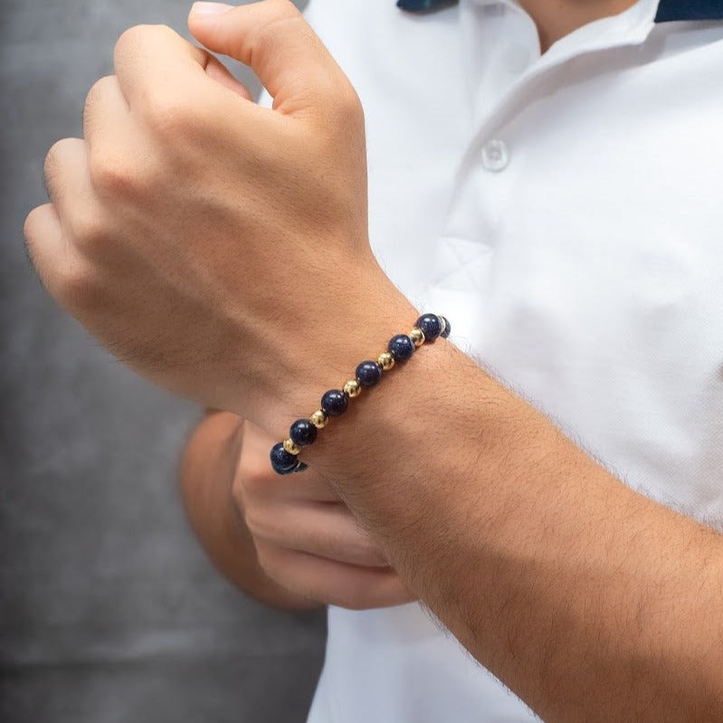 Pulseras set volcanica + golden lluvia de plata