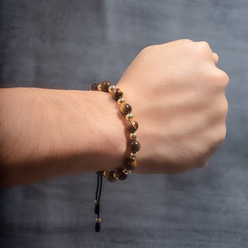 Pulseras set golden ojo de tigre