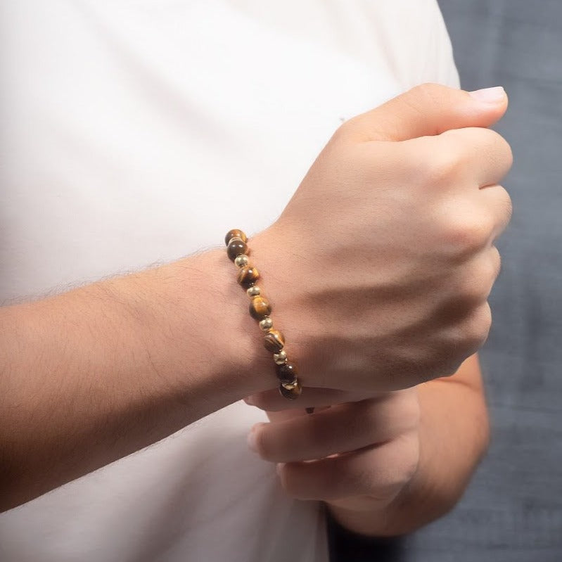 Pulseras set golden ojo de tigre