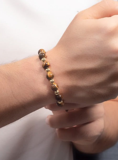 Pulsera ojo de tigre golden 8mm