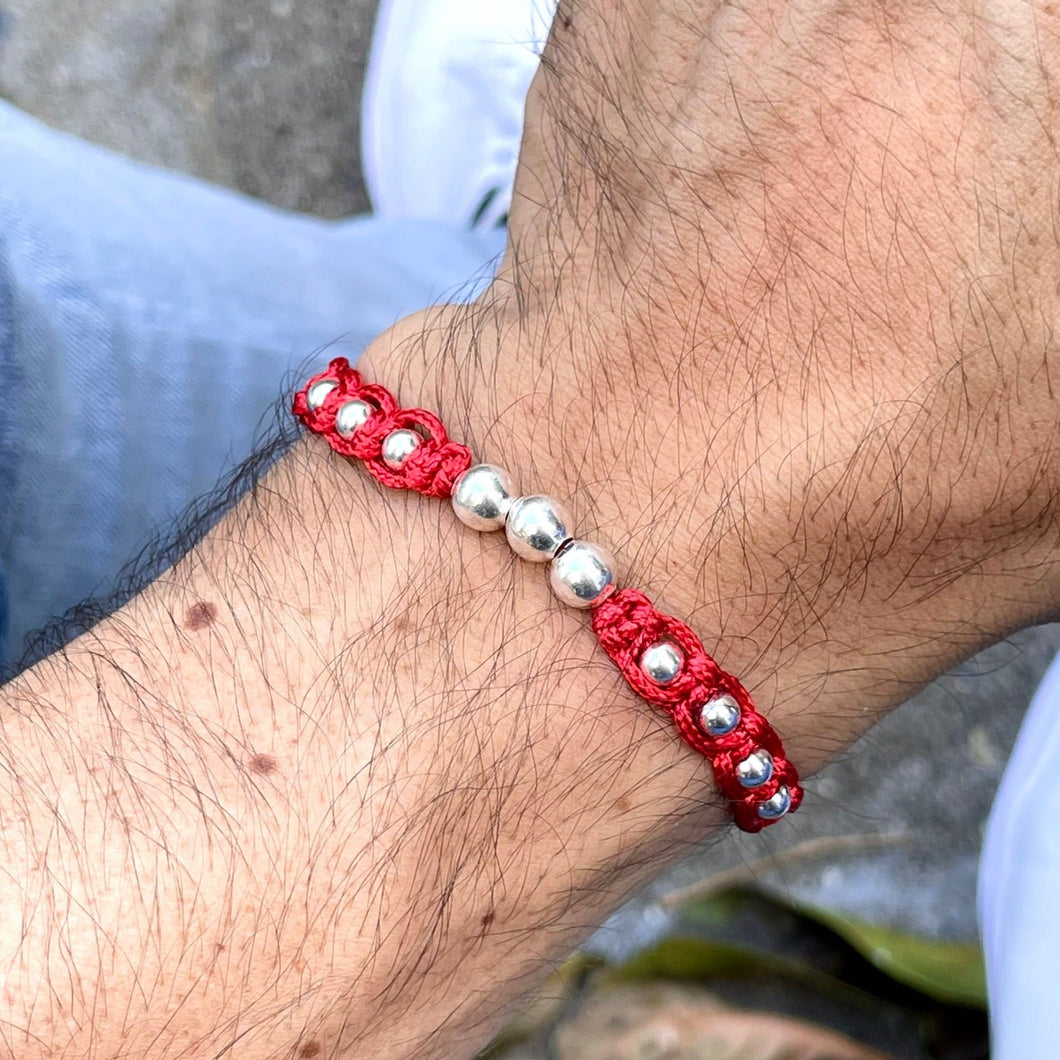 Pulsera Silver tejida red caballero