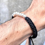 Pulsera Silver tejida black caballero