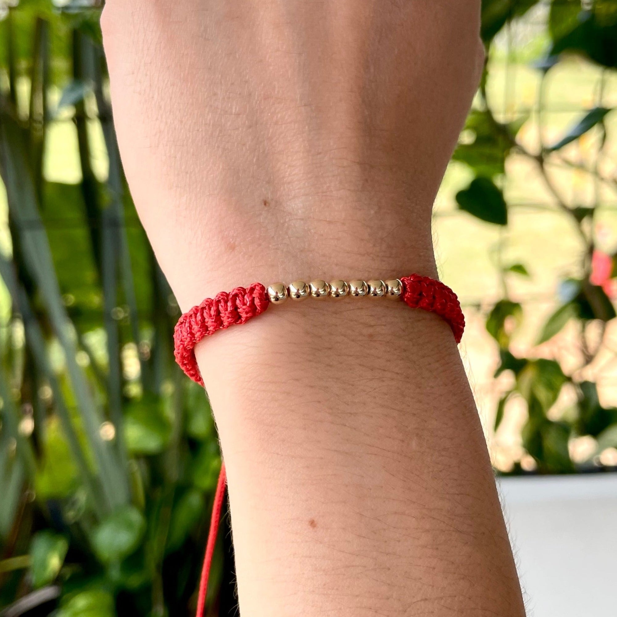 pulsera tejida pareja roja