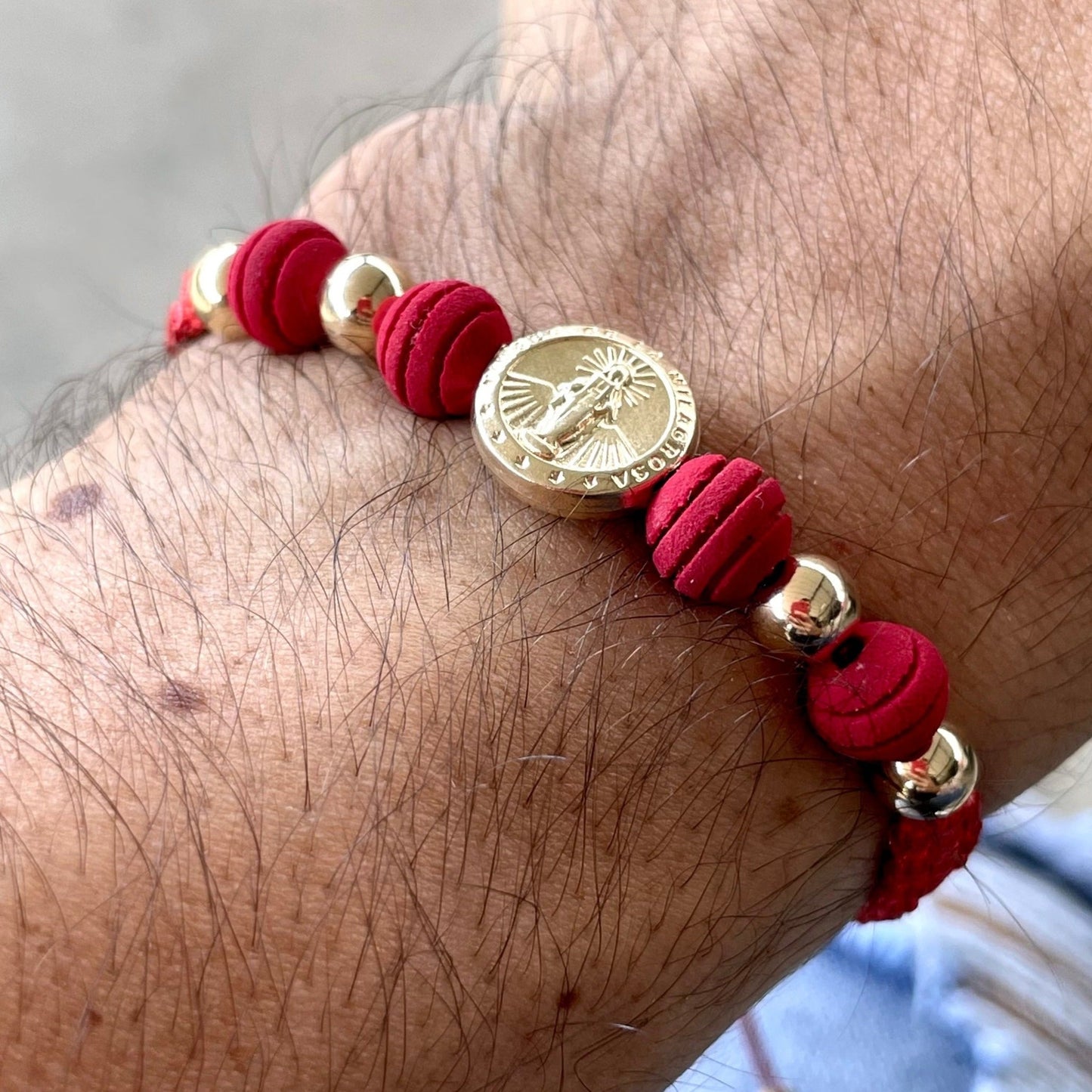 pulsera tejida caballero milagrosa roja